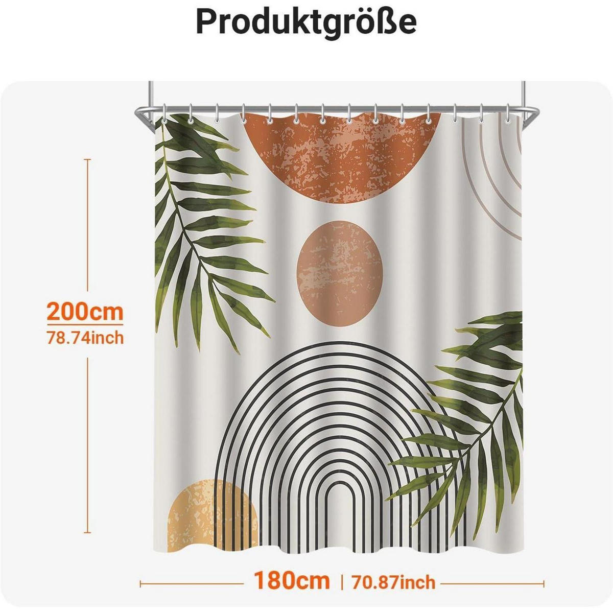 DUSCHVORHANG Blätter Linie 180 x 200 cm - Multicolor, Textil (180/200cm)