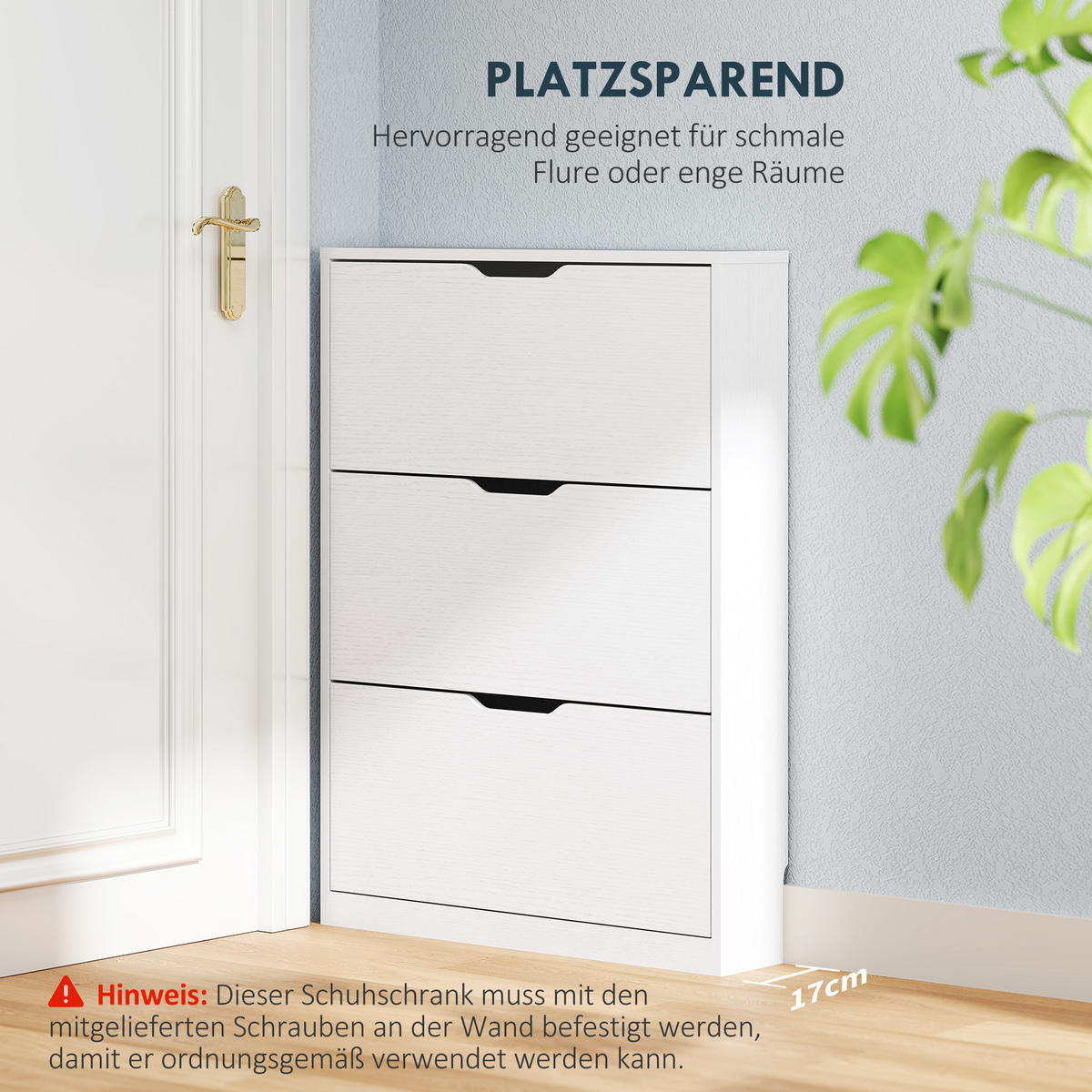 SCHUHSCHRANK Weiß 17.0/80.0/108.0 cm - Weiß, Holzwerkstoff (80/108/17cm)
