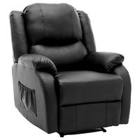RELAXSESSEL mit Liegefunktion PU Leder Seitentasche 80/90/100 cm - Schwarz, Textil (80/100/90cm) - EVRYAE