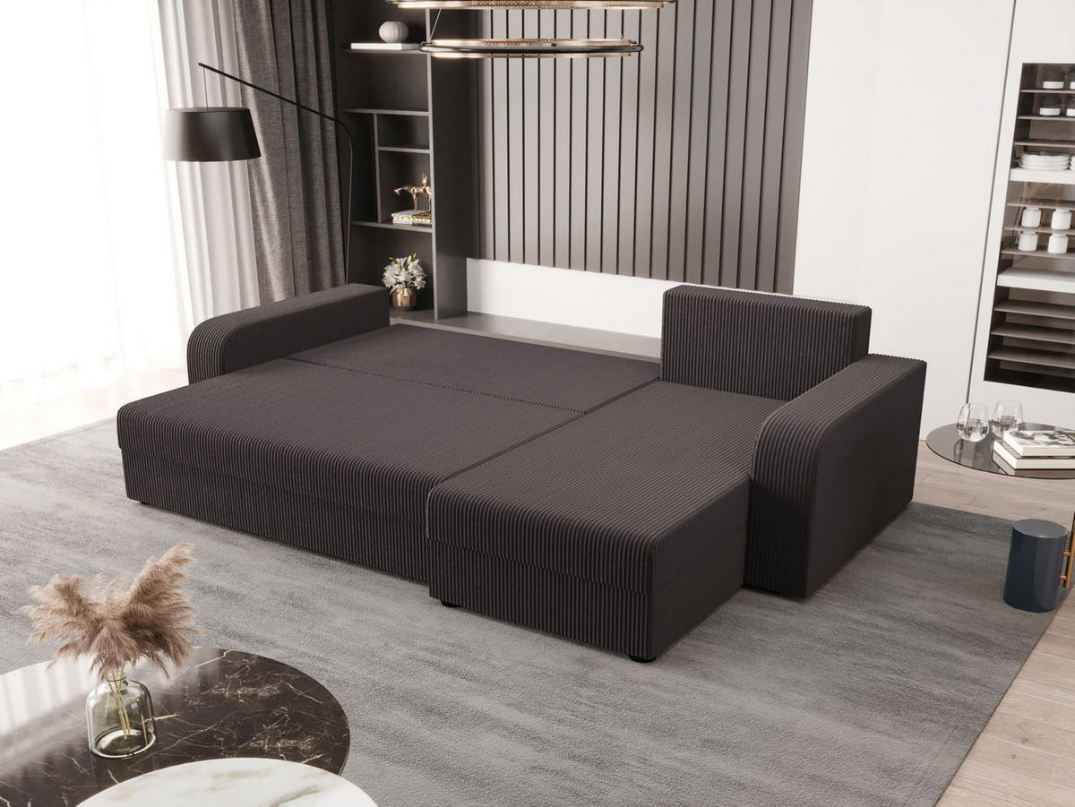 ECKSOFA HEWLET L BIS Zoom 21 Rechts mit Schlaffunktion - Dunkelgrau, Textil (240/140cm) - Bedante