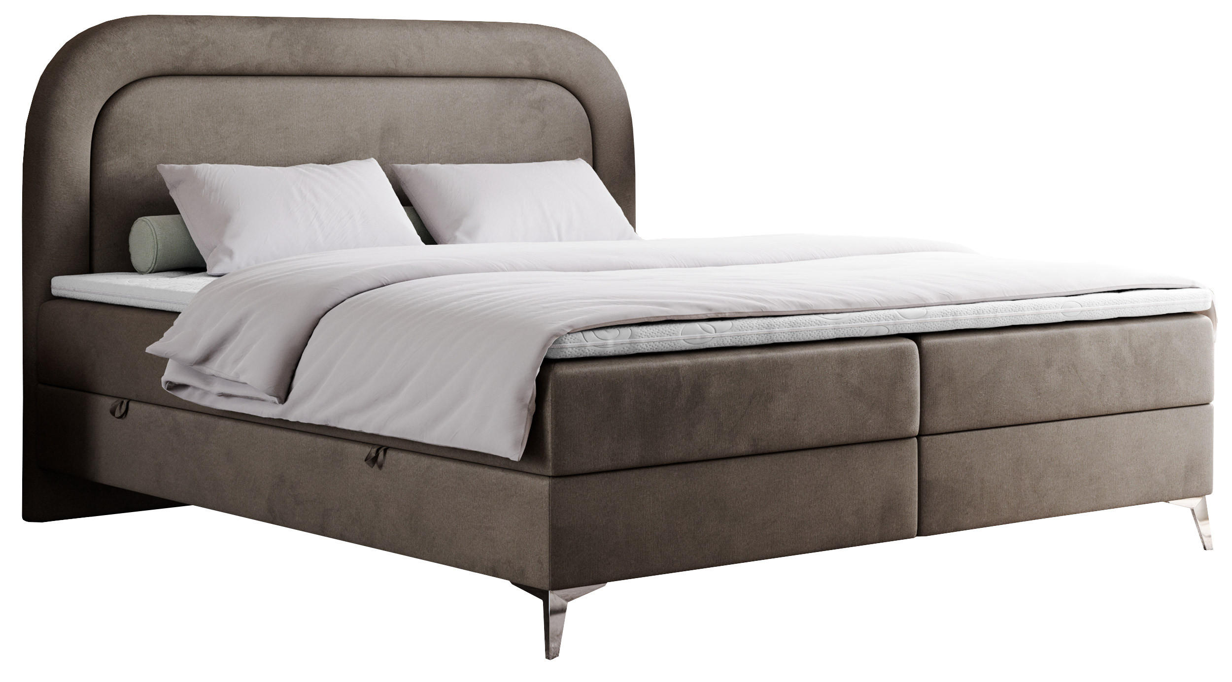 BOXBETT EIRA 160/200 Braun Velvet - H3 - Silberfarben/Braun, Holz/Textil (160/200cm) - MKS