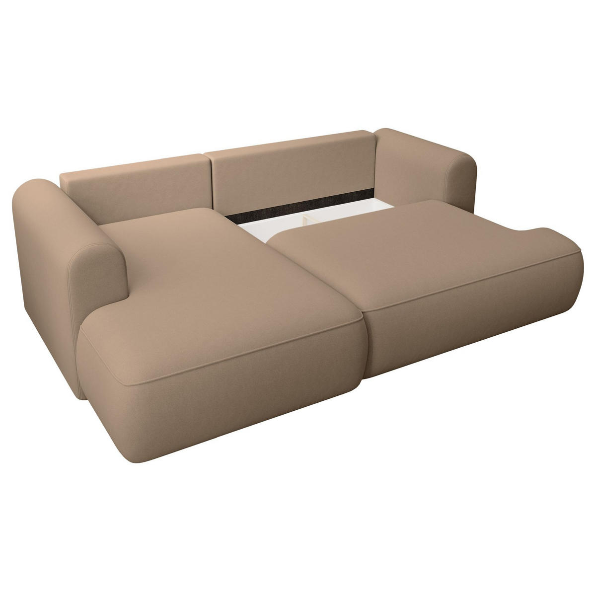 ECKSCHLAFSOFA Ovo Mini Beige Easy-Clean-Samtbezug - Beige/Schwarz, Kunststoff/Textil (238/156cm) - Selsey