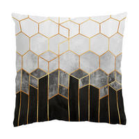 DEKOKISSEN Goldene Sechsecke Schwarz Weiß 50/50 cm - Schwarz, Textil (50/50/10cm) - Bilderwelten