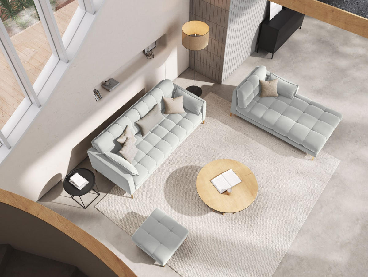 CHAISELONGUE rechts Mamaia aus Samt silber - Silberfarben, Textil (102/75/185cm) - Micadoni