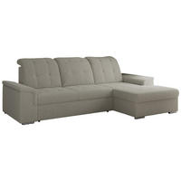 ECKSOFA MADRITO L - Hellgrau Boucle - Rechts - Silberfarben/Hellgrau, Textil/Metall (256/160cm)