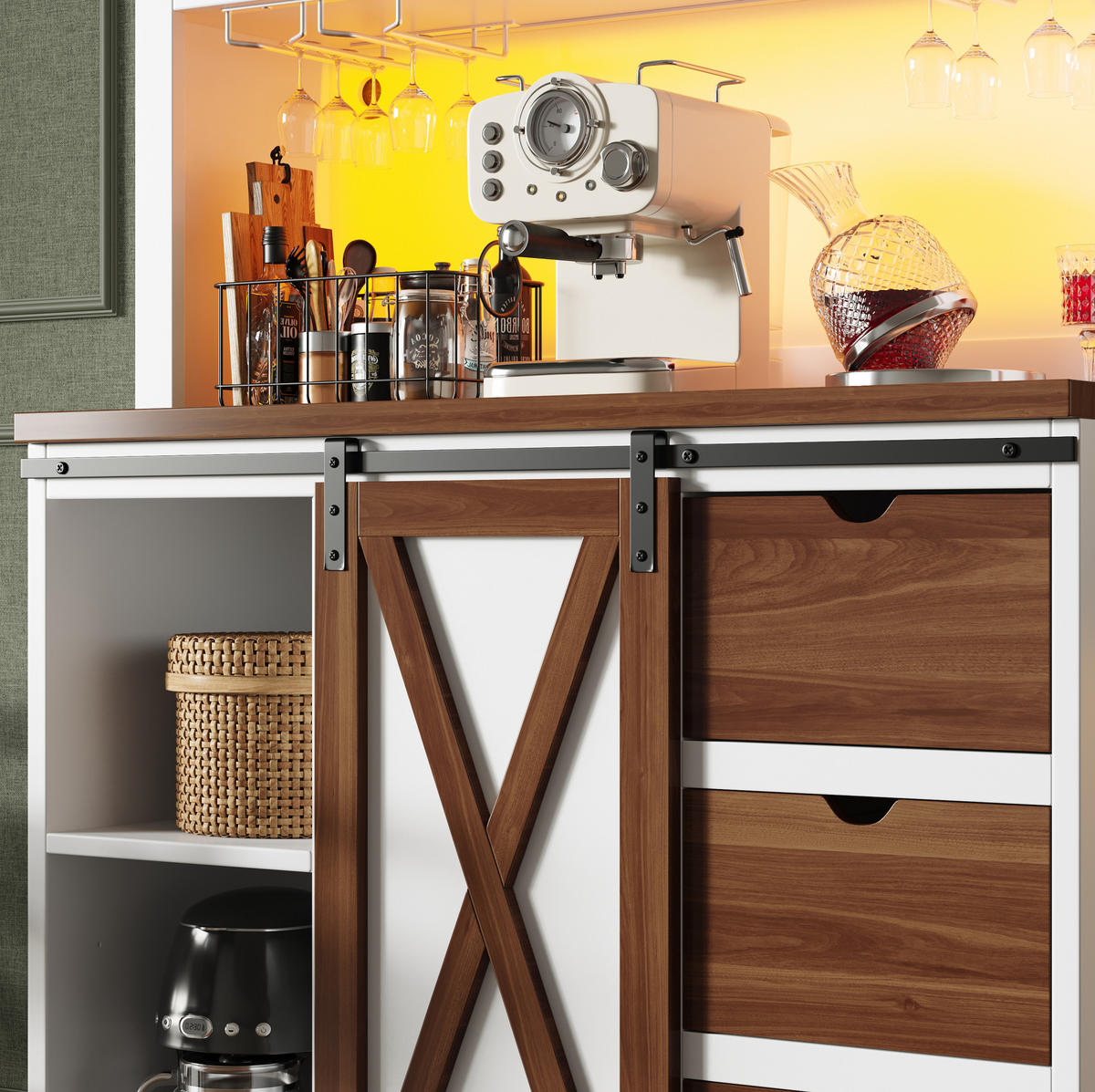 HOCHSCHRANK mit LED-Beleuchtung 104 x 40 x 180 cm MDF Metall Glas Weiß - Weiß, Glas (40/180/104cm) - Meubliv