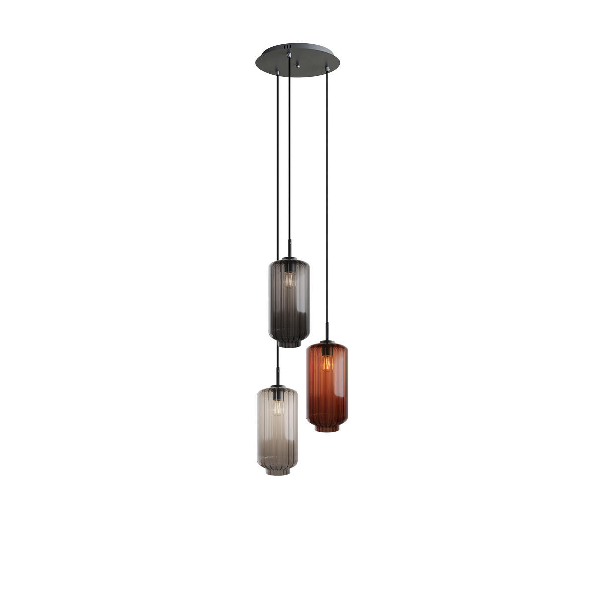 GALERIELEUCHTE Velo 3-flammig Mehrfarbig Ø 18cm - Multicolor/Schwarz, Glas (18/18/33cm) - s.luce