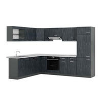 ECKKÜCHE R-Line, Schwarz Beton/Anthrazit, 287 x 227 cm AP Marmor - Anthrazit/Schwarz, Holzwerkstoff (287/206.8/60cm) - Vicco