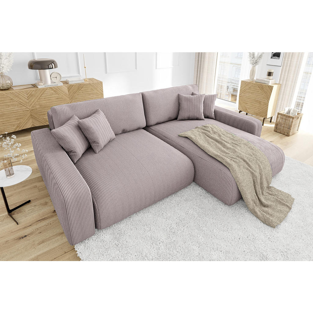 Thumbnail - S-Style Möbel Ecksofa, Pink, Textil, Birke, 4-Sitzer, Füllung: Silikon,Komfortschaum, L-Form,L-Form, 234x170 cm, Hergest...