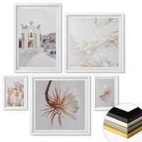 WANDBILDER 5er-Set - 50x50 cm & 20x30 cm & 40x60 cm Weißer Rahmen - Grasfelder in Braun- und Beigetönen - Weiß, Kunststoff (40/60cm) - ArtPrintCave