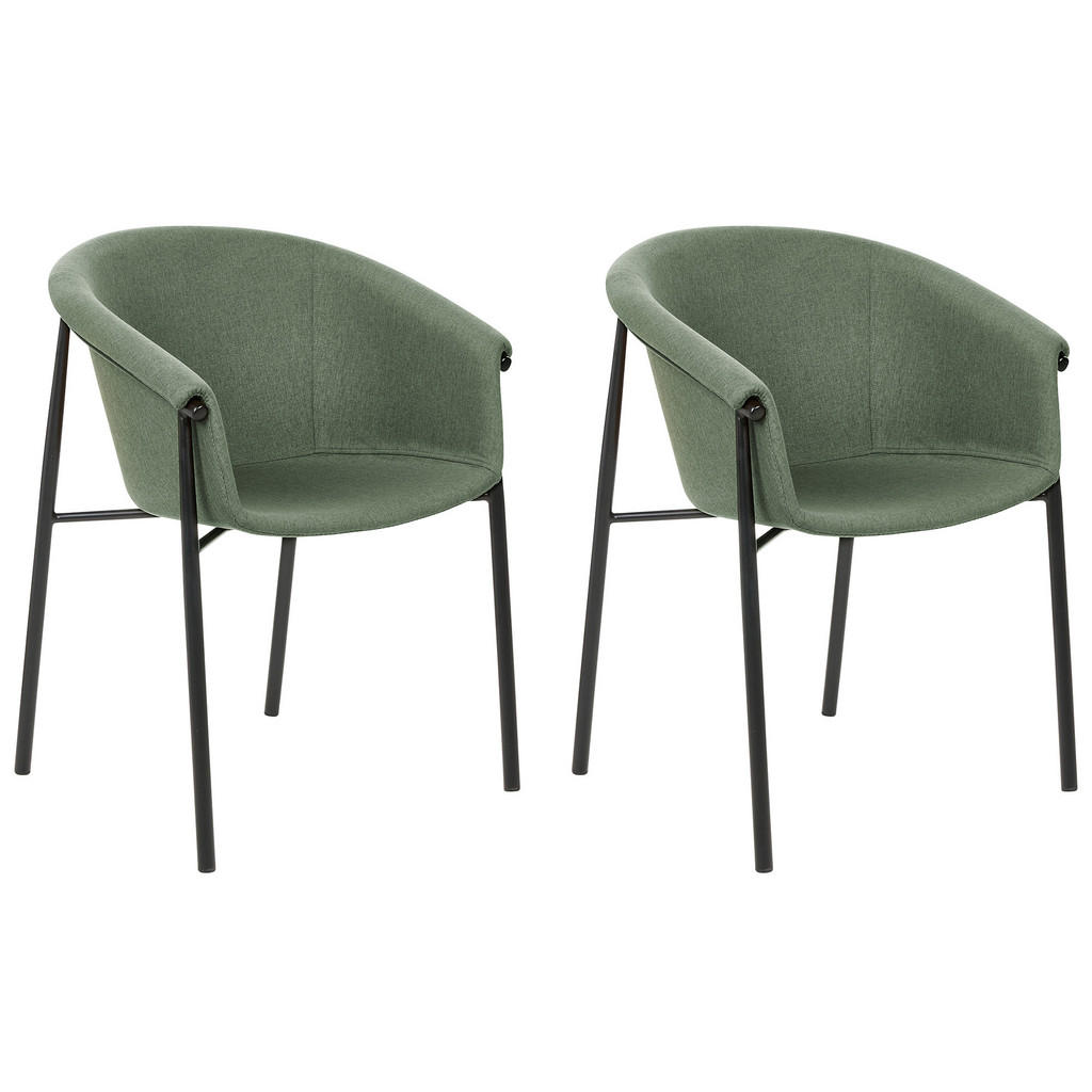Beliani JÍDELNÍ ŽIDLE sada 2 ks Polyester Zelená Ames