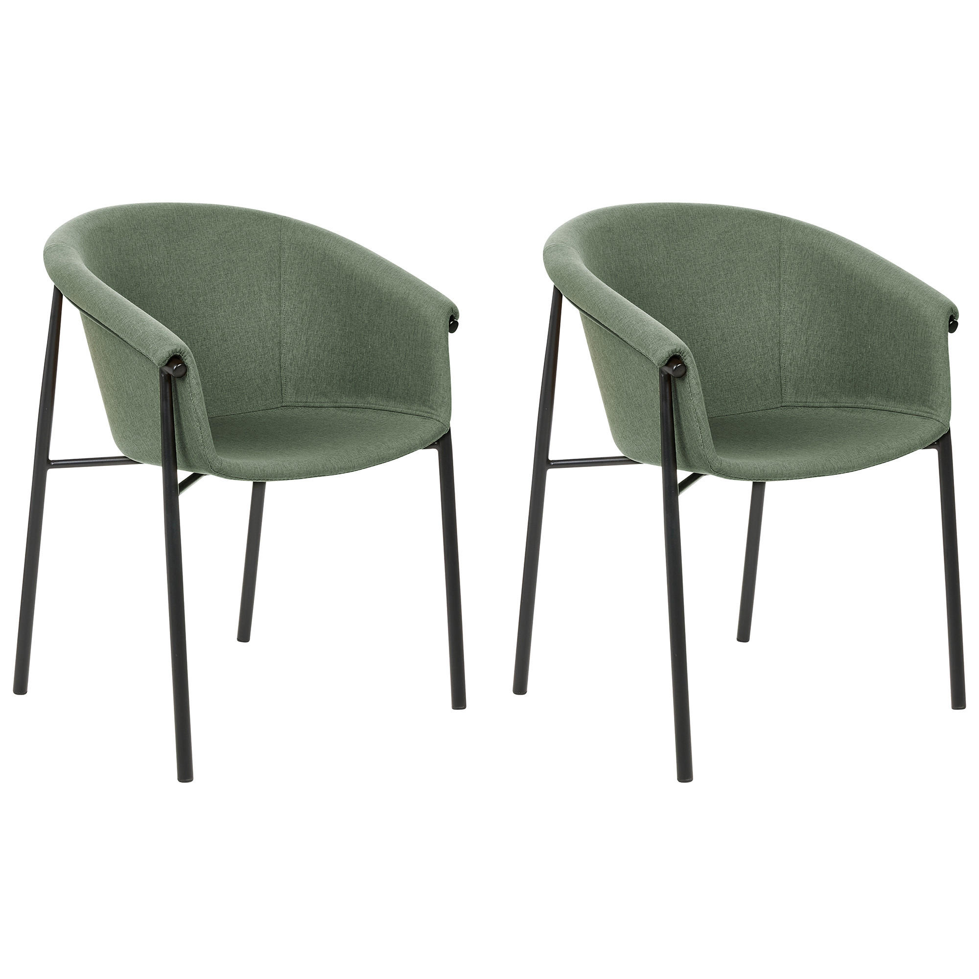 ESSZIMMERSTUHL 2er-Set Polyester Grün Ames - Grün, Textil/Metall (57/80/56cm) - Beliani