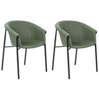 ESSZIMMERSTUHL 2er-Set Polyester Grün Ames - Grün, Textil/Metall (57/80/56cm) - Beliani