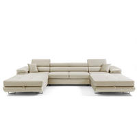 ECKSOFA U-Form ALONZO U mit Schlaffunktion 130x280 Velours Beige - Beige/Silberfarben, Holz/Textil (350/90/203cm) - Muffo