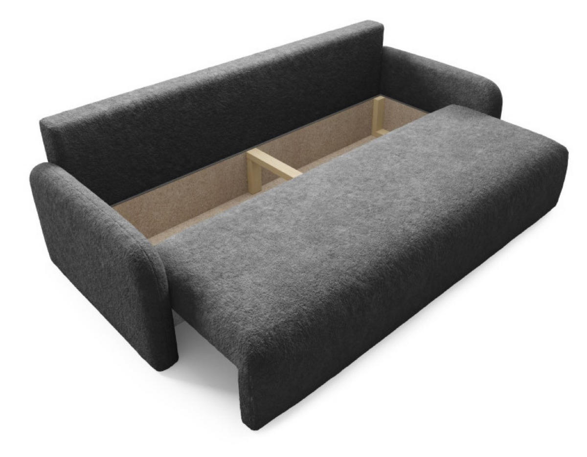 SOFA Grafit RAVI Mit Bettkasten Fredo 40 - Graphitfarben, Textil (218/90/88cm) - Sepro Meble