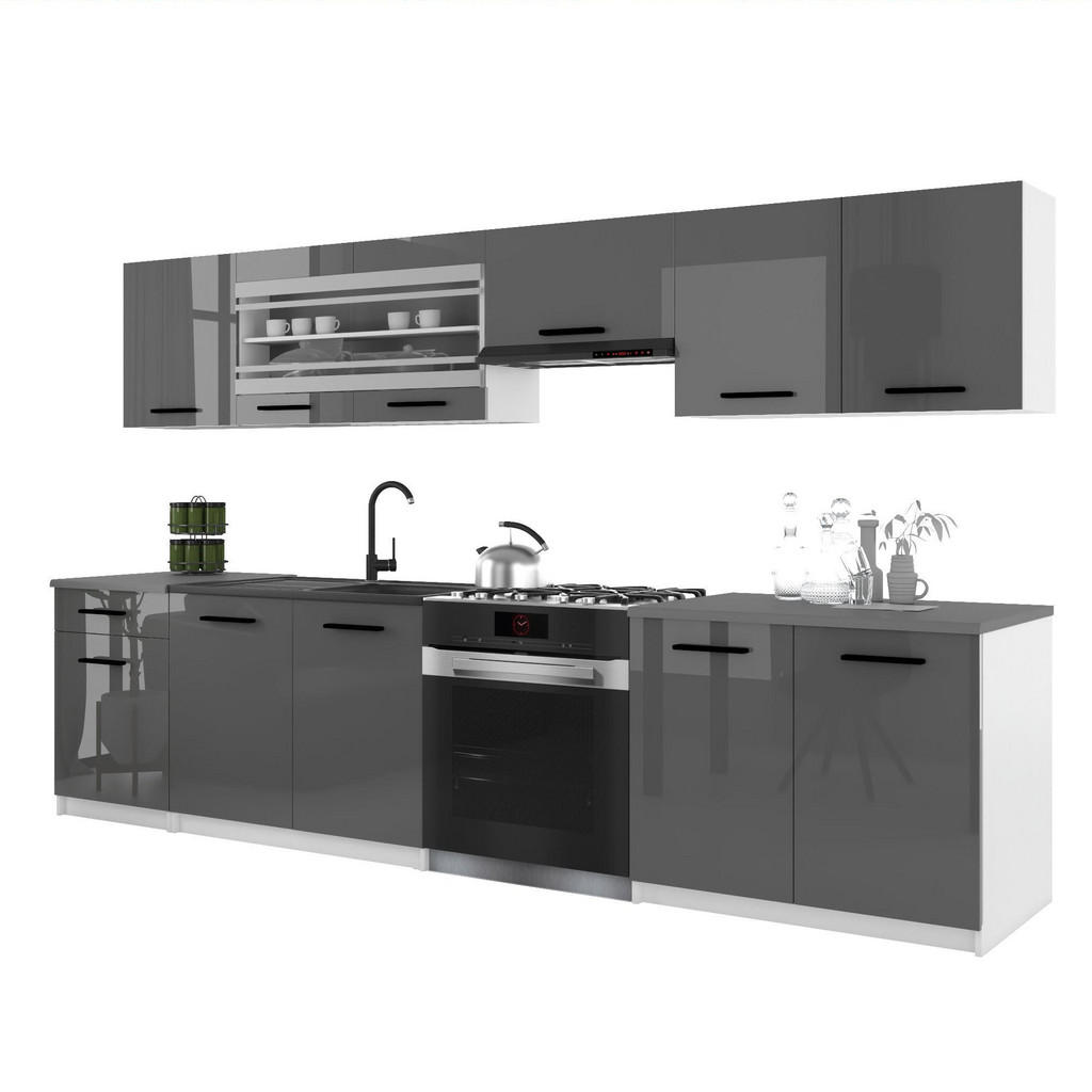B BELINI GROUP KUCHYŇSKÁ LINKA Italia 4 260 cm, s pracovními deskami, Šedá lesklá