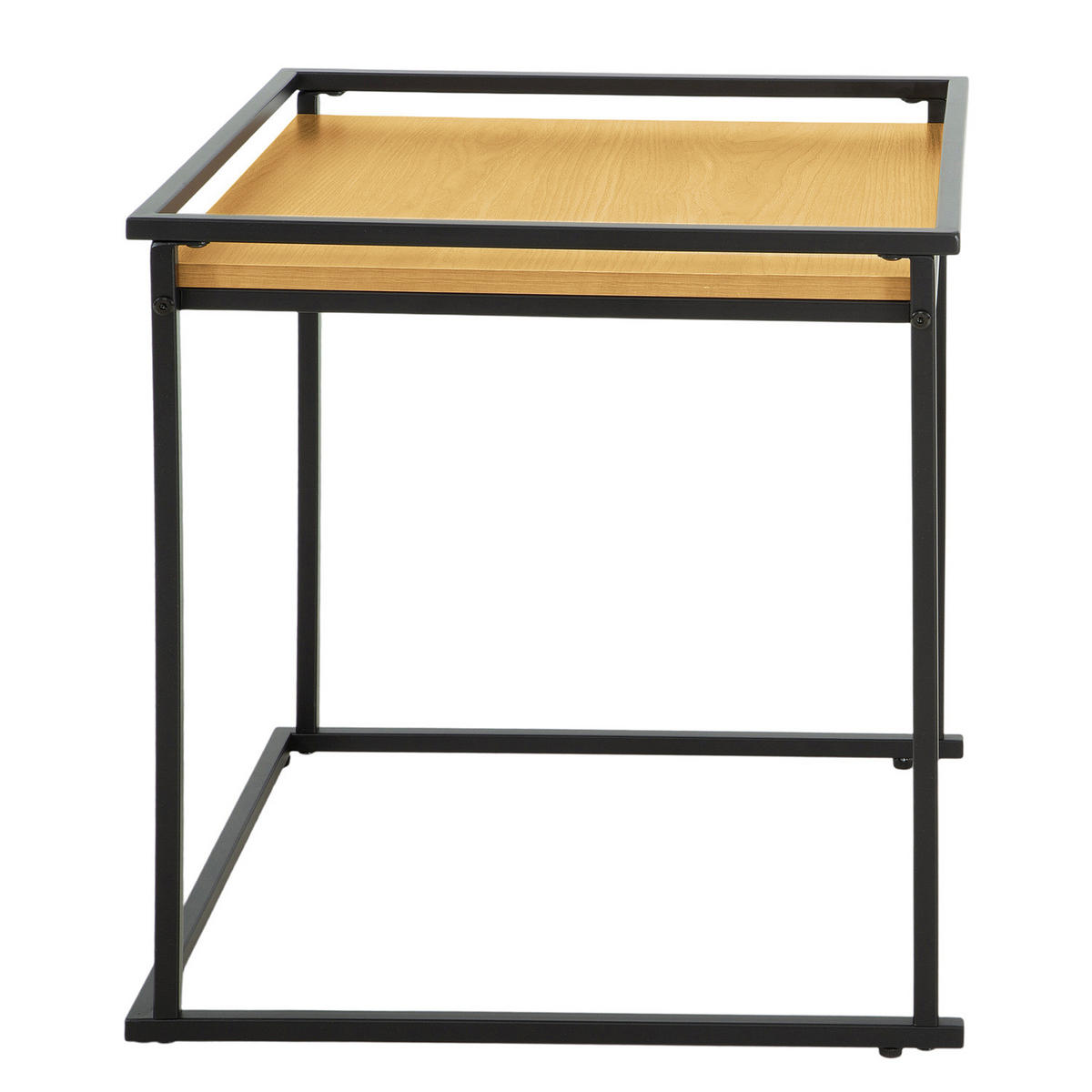 BEISTELLTISCH - 2er-Set - Metall / Spanplatte - Eichefarben/Schwarz, Holzwerkstoff/Metall (50/50/54cm) - home24