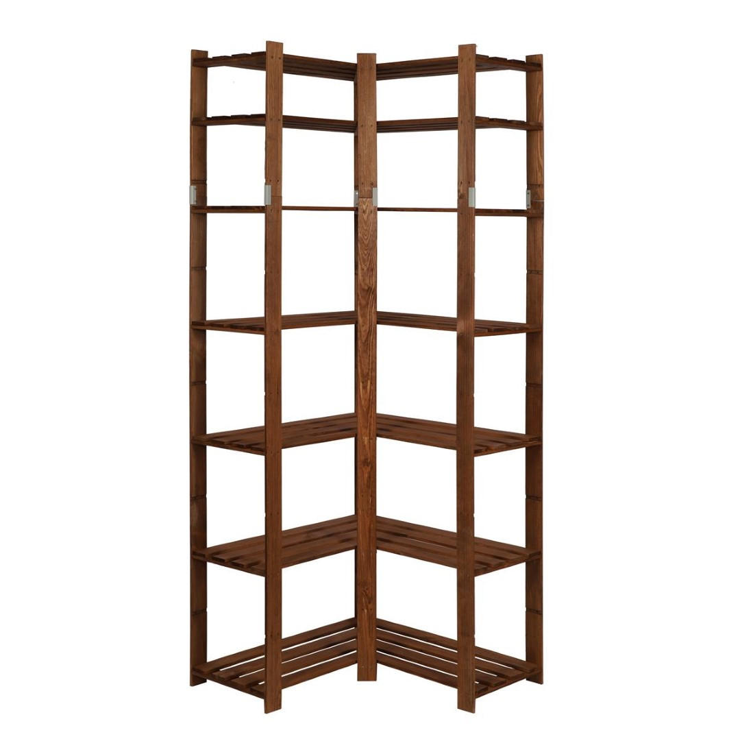 ECKREGAL PINEPEAK 220x85x38cm 7 Fachboden 1,2cm dickes Kiefernholz Braun - Braun, Holz (85/220/38cm) - PROREGAL