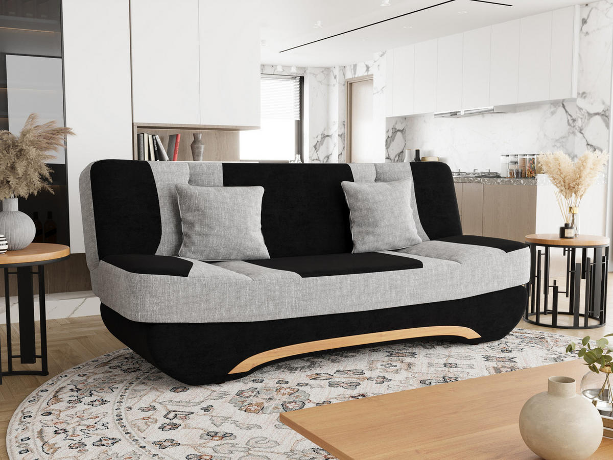 SOFA Boat mit Schlaffunktion - Hellgrau/Schwarz, Textil (190/95/80cm) - SIMKAM Furniture