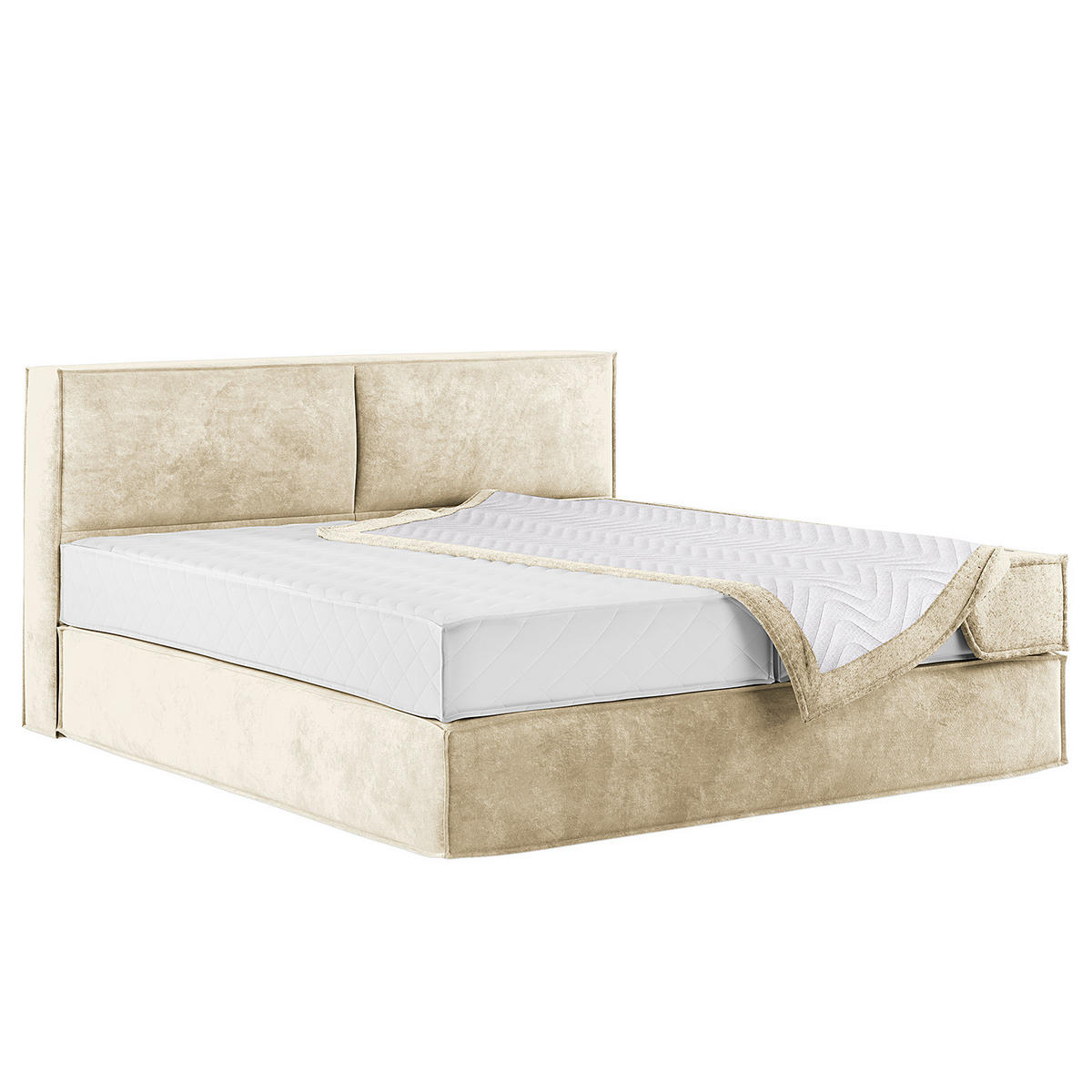 BOXSPRINGBETT mit Kopfteil - Premium - Beige, Textil (200/200cm) - home24