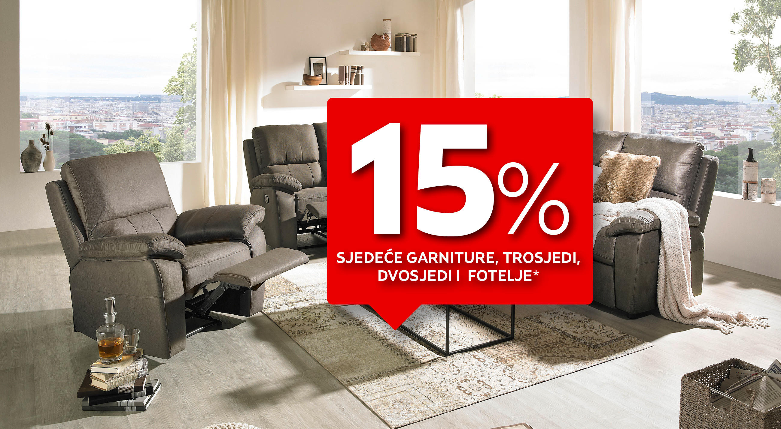 15% sjedeće garniture, trosjedi, dvosjedi i fotelje*
