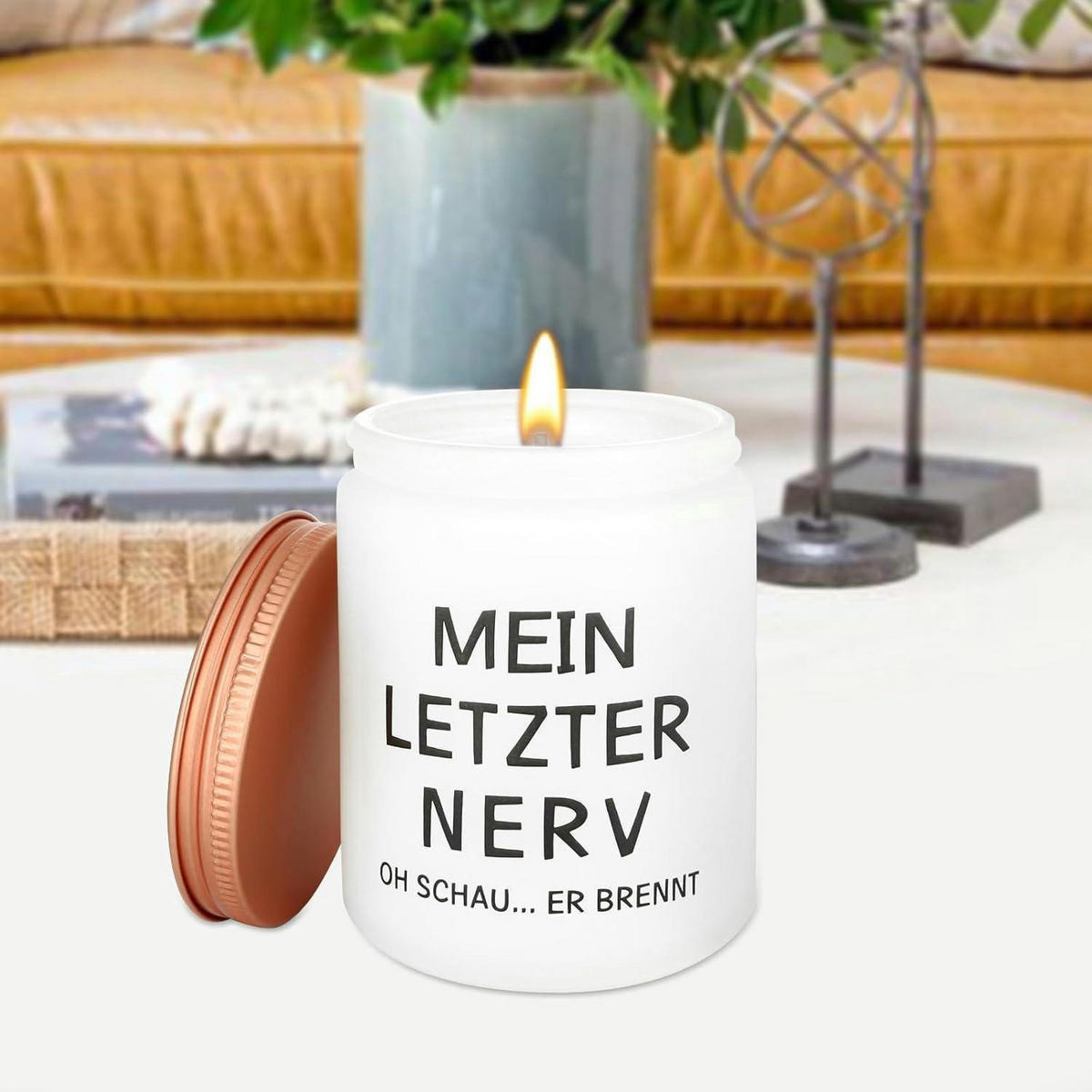DUFTKERZE "Mein letzter Nerv" Sojawachs im Glas - Weiß, Paraffin (9.2cm)