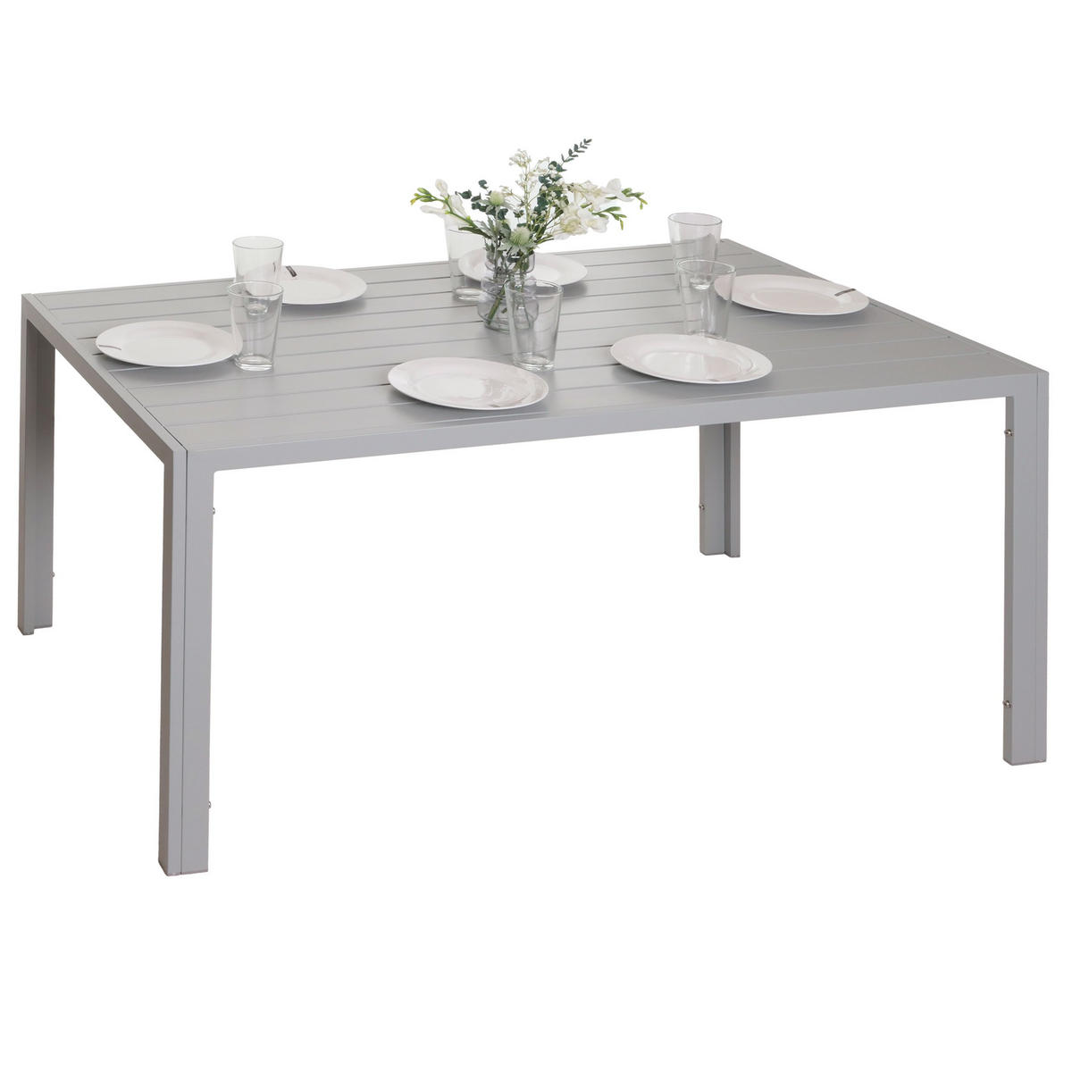 ALU-ESSTISCH 72x140x80cm wetterfest Hellgrau - Hellgrau, Metall (80/140/72cm) - CHEFGASTRO