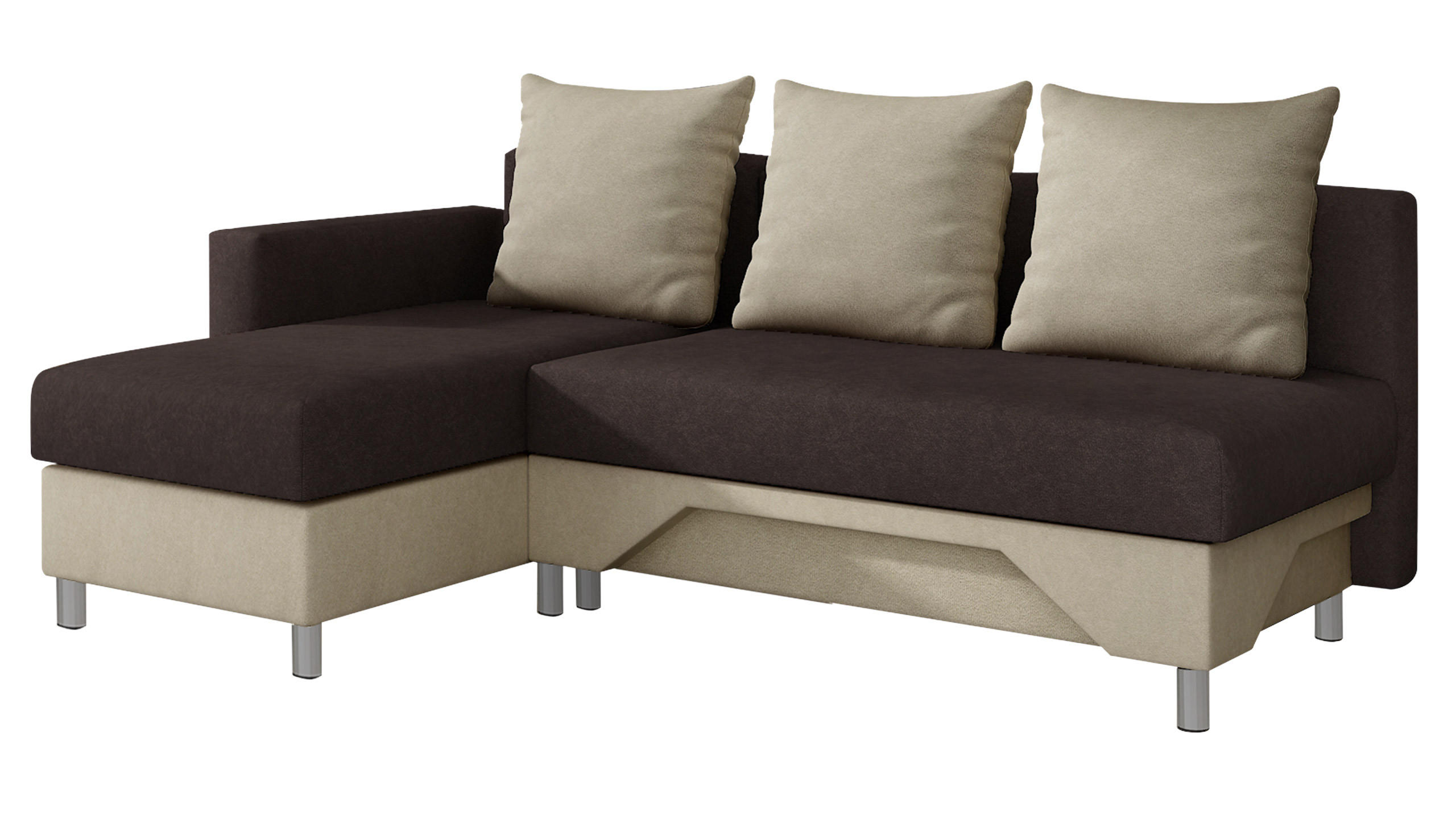 ECKSOFA Tom, Seite: Links - Beige/Braun, Holz/Kunststoff (215/133cm) - MIRJAN24