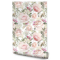 VLIESTAPETE Rosen und Blätter – Rosa, Grün, Weiß – 50x1000 cm - Rosa/Weiß, Papier (50/1000cm) - Muralo