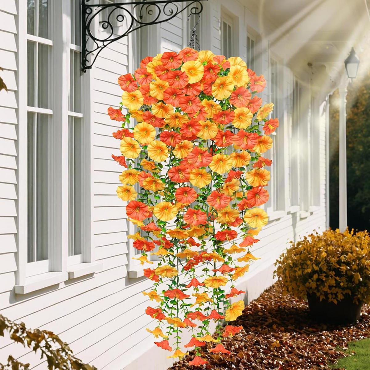 KUNSTBLUME 2 Stück Kunstblumen Veilchen Hängend - Dunkelorange, Kunststoff (75cm) - Kaket