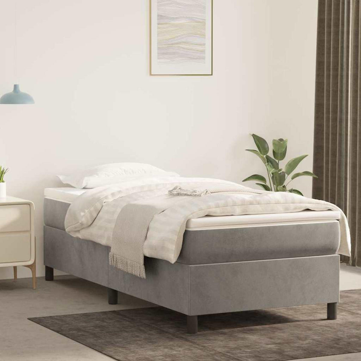 BOXSPRINGBETT 80/200 Cm Grau Samt - Grau, Textil (80/203cm) - vidaXL