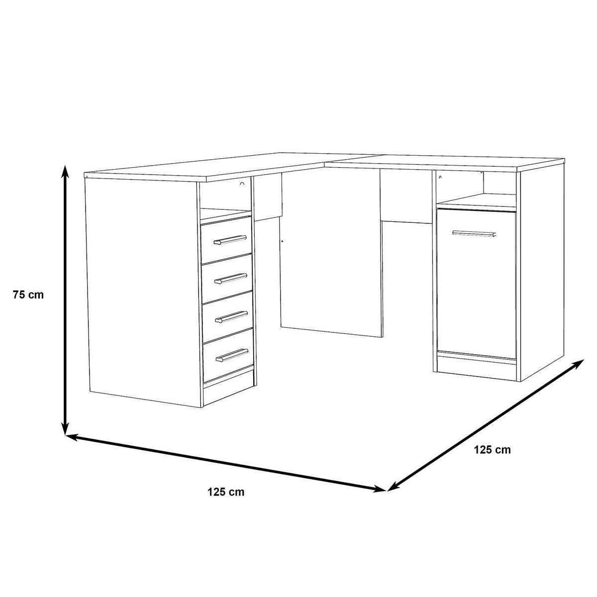 ECKSCHREIBTISCH - Weiß - Weiß, Holzwerkstoff (125/125/75cm) - home24
