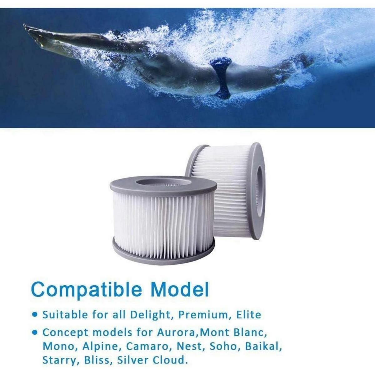 FILTERKARTUSCHEN 4er Set für Whirlpool MSPA ab 2020 - Grau, Kunststoff (7/6/11cm)