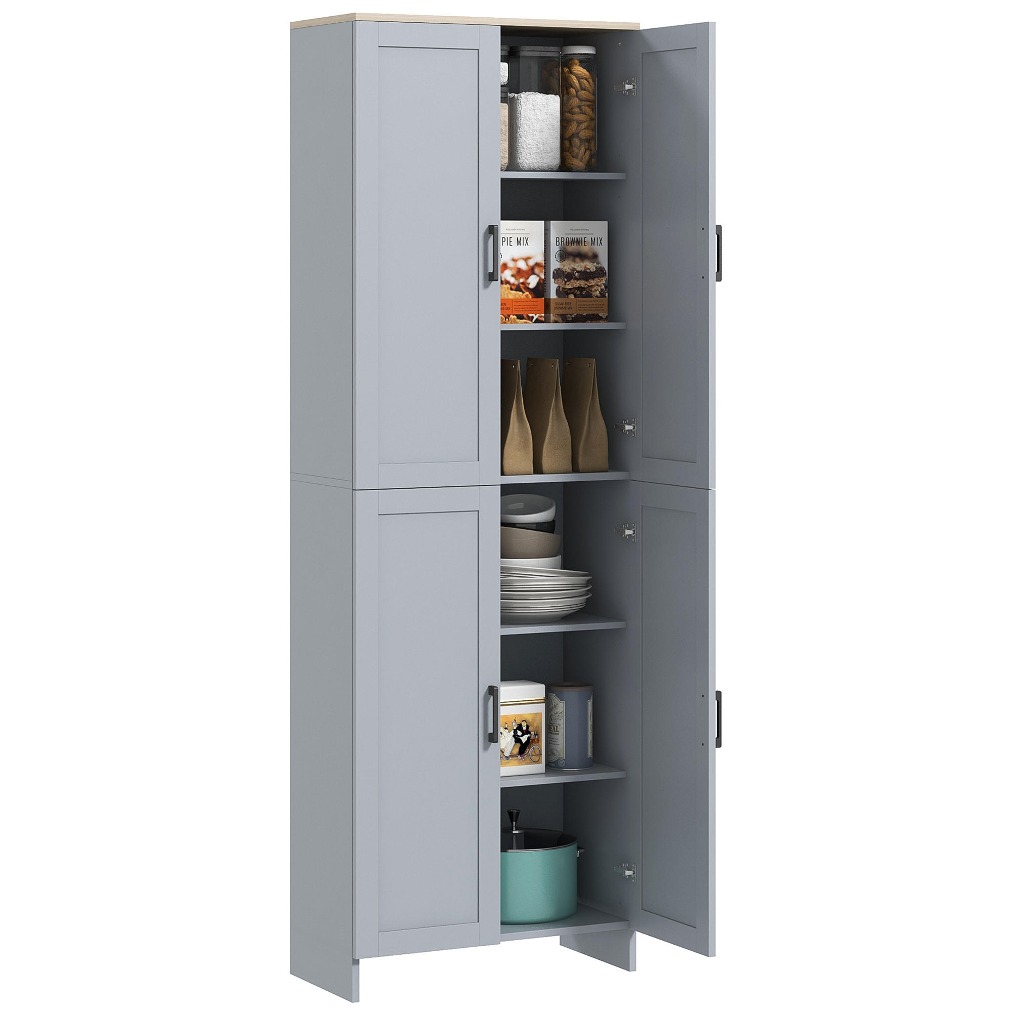 HIGHBOARD DE-11104 4 Türen mit verstellbaren Böden Grau - Grau, Holzwerkstoff (30/170.5/60cm) - ComfortXL