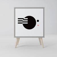 SIDEBOARD BLACK AND WHITE COMBINATION, Grau, 57,5x42x77,5 cm, Schräge Buchenholzfüße - Buchefarben/Multicolor, Holzwerkstoff/Buchenholz (57.5/77.5/42cm) - SpaceRebels