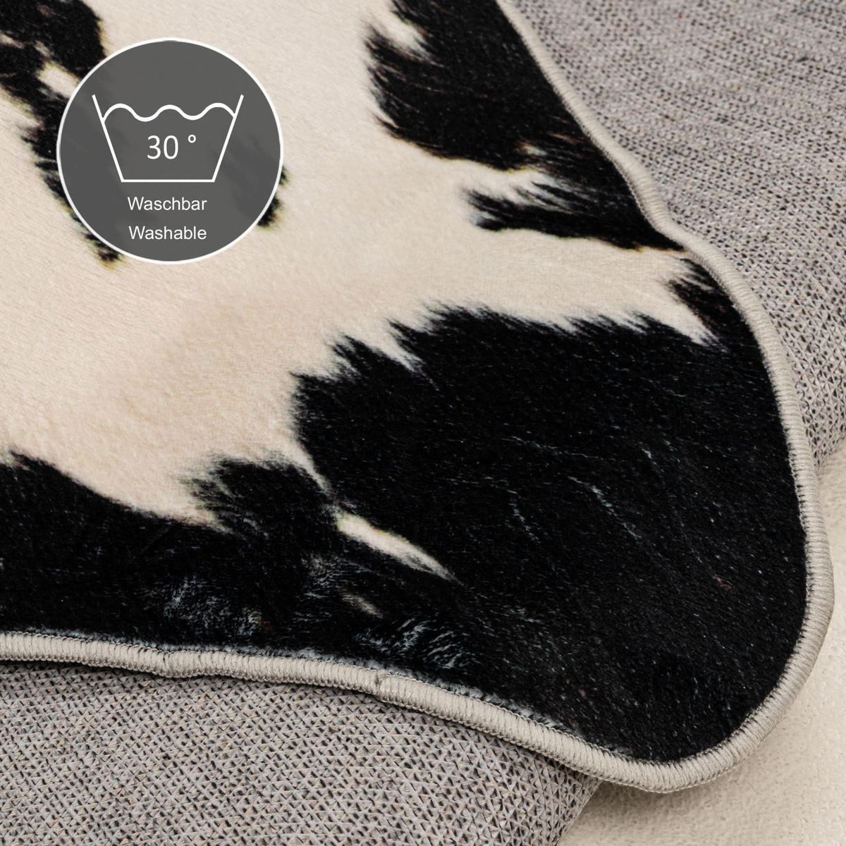 KUNSTFELL-TEPPICH Emilia 70x90 cm - Schwarz, Textil (70/90cm) - Gino Falcone