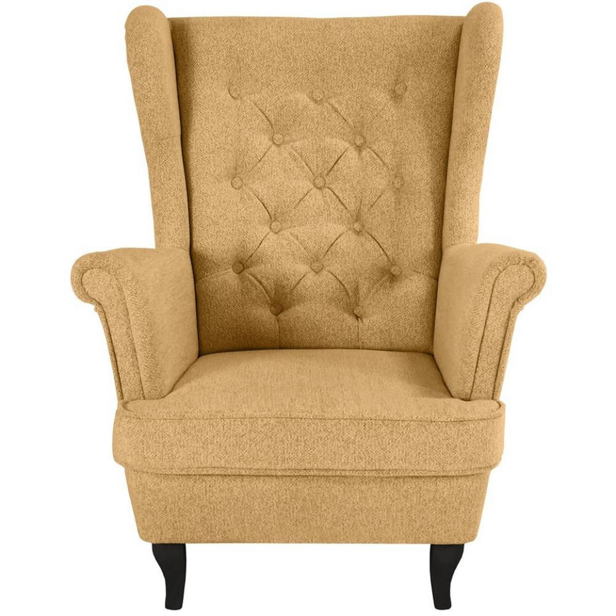 CHESTERFIELD-SESSEL Falco gelb mit Wenge Holzbeinen - Gelb, Holz/Textil (82/102/92cm) - Beautysofa