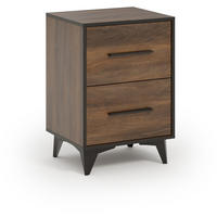 NACHTTISCH Felia mit 2 Schubladen - Walnussfarben/Schwarz, Holzwerkstoff (47.5/68/40cm) - Beautysofa