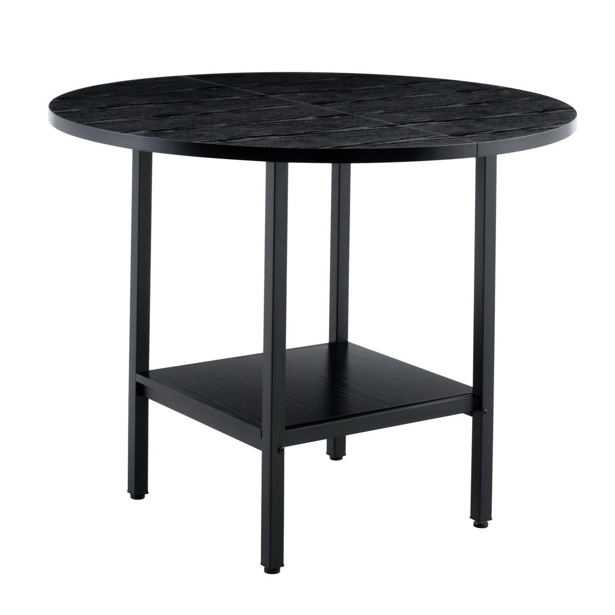 ESSTISCH 100/100/77 cm mit Stauraumablage für 4–6 Personen aus MDF und Metall, Schwarz - Schwarz, Holzwerkstoff (100/100/77cm) - Redom
