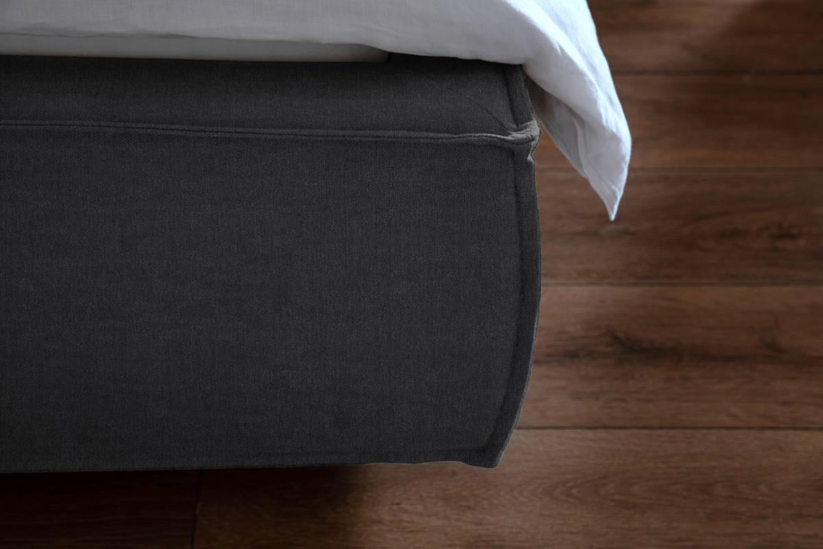 POLSTERBETT CARLO Granit Massivholz - Dunkelgrau/Grau, Textil (160/200cm) - KAWOLA