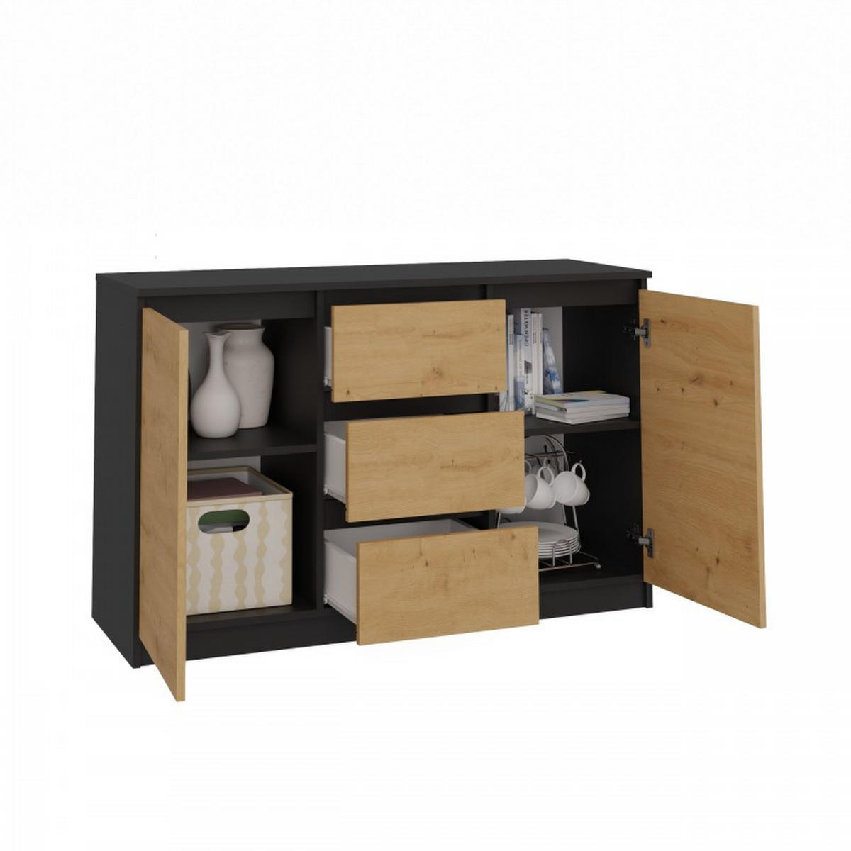 KOMMODE Anthrazit, Artisan 120/75/40 - Anthrazit, Holzwerkstoff (120/75/40cm) - RAUMHIRSCH FURNITURE