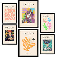 POSTER Set Mit 6 Henri Matisse Feminin Drucke Des Fauvismus Und Der Abstrakten Kunst Für Innenarchitektur A3 & A4 Schwarzer Rahmen - Schwarz, Papier (29/3cm) - Nacnic