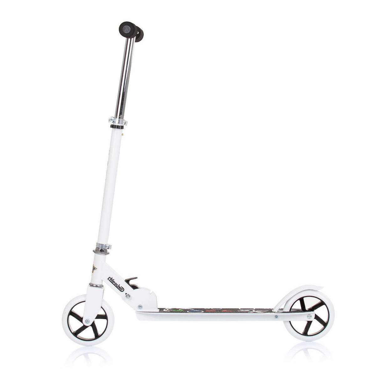 KINDERROLLER Sharky weiß PU Räder ABEC-7 Lager Bremse verstellbar - Weiß, Metall (73/26/80cm) - Chipolino