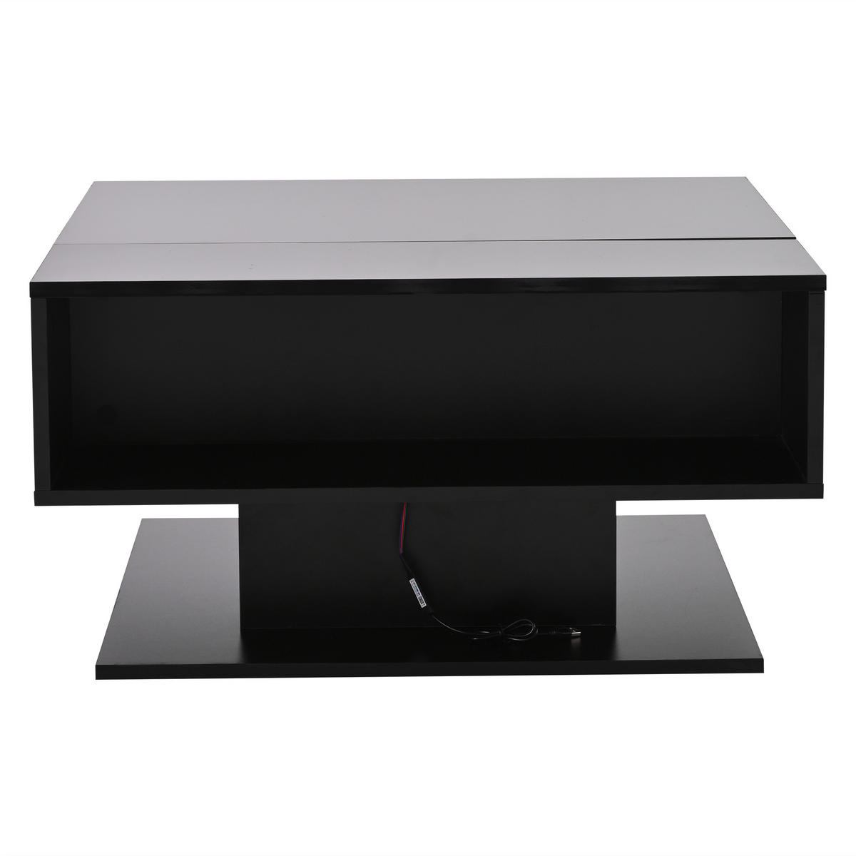 COUCHTISCH 80/77/40 cm höhenverstellbar in Schwarz mit Stauraum und LED-Beleuchtung - Schwarz, Holzwerkstoff (80/77/40cm) - OKWISH