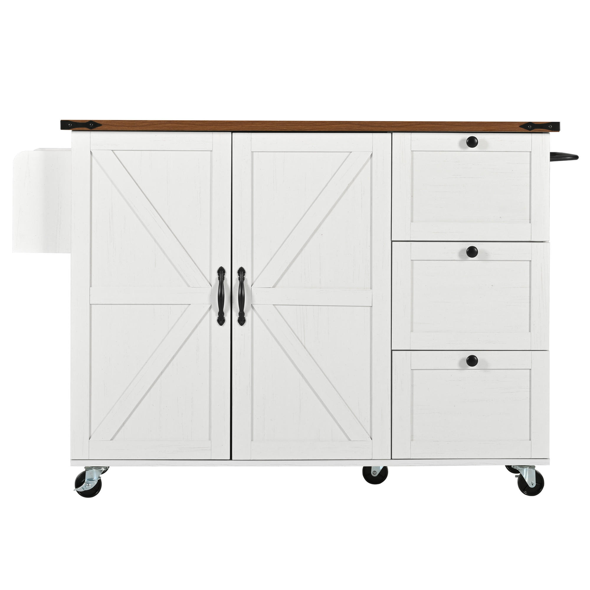 KÜCHENINSEL 140/45/92,5 cm beige mit klappbarer Arbeitsplatte - Weiß, Holzwerkstoff (140/92.5/73cm) - OKWISH