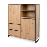 HIGHBOARD Artisan Eiche und Anthrazit 120 x 140 cm, Industrial Design - Anthrazit/Eiche Artisan, Holzwerkstoff (120/140/40cm) - Furn.Design