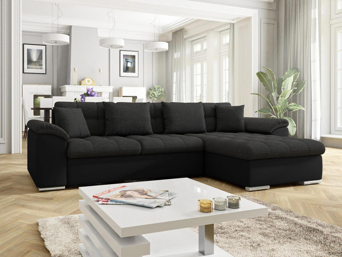 ECKSOFA Diana, Seite: Rechts - Schwarz, Holz/Textil (280/160cm) - MIRJAN24