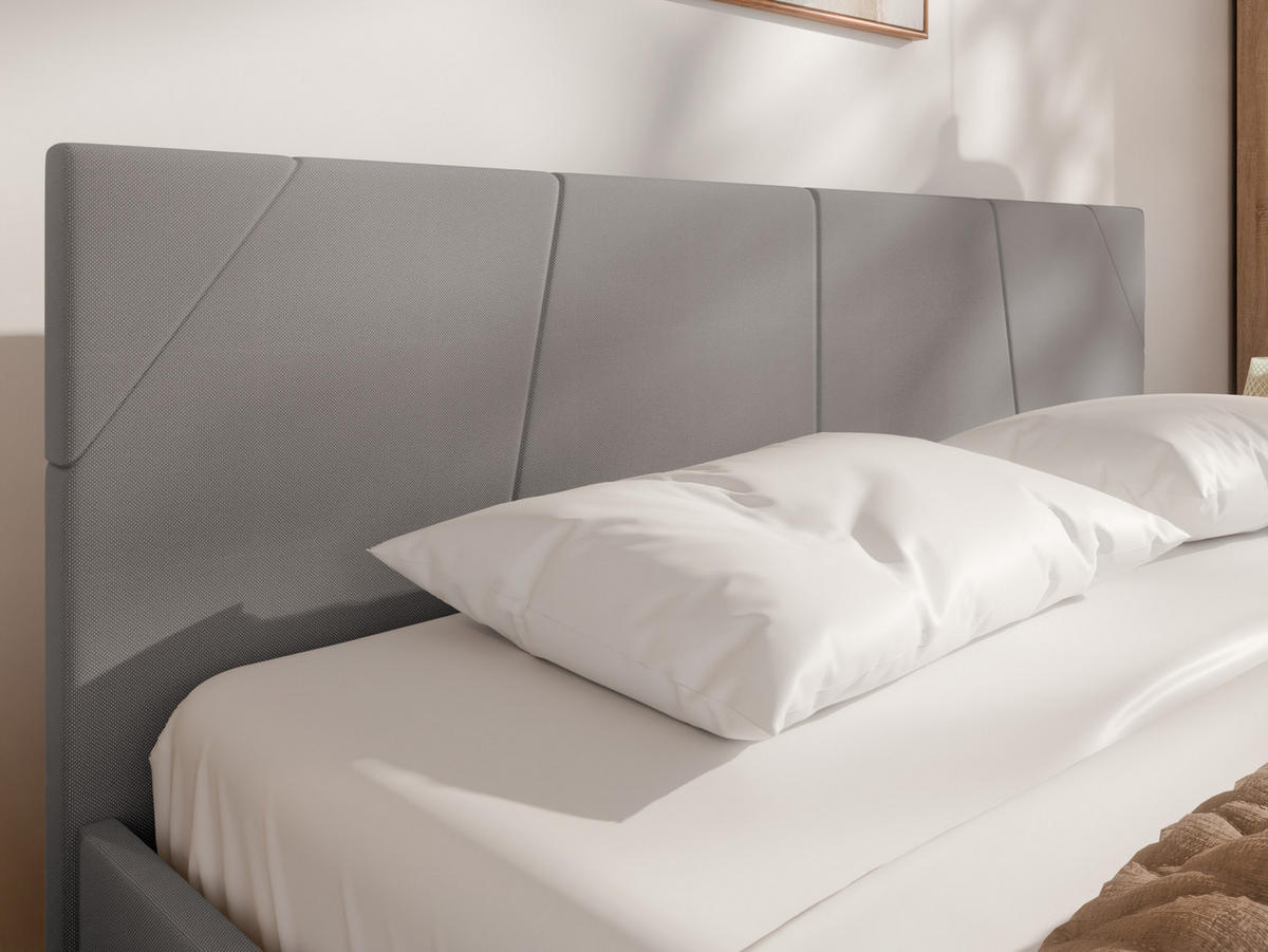 POLSTERBETT ALMORE 160x200cm Elegantes Polsterbett für modernen Wohnstil , 7-Zonen-Taschenfederkernmatratze mit kokos ARLAN (21 cm), stahl - Dunkelgrau, Holz (160/200cm) - Panda Möbel