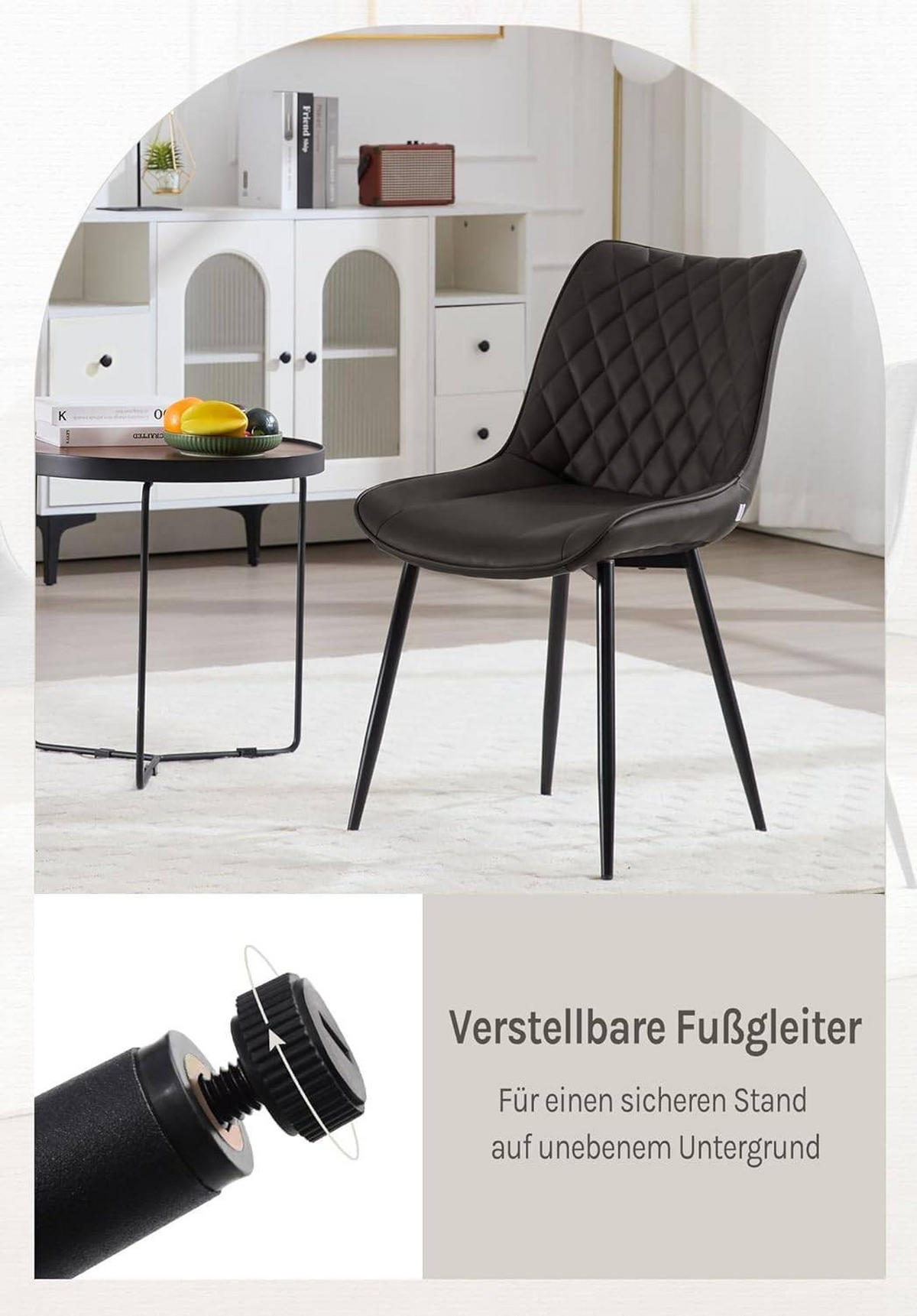 ESSZIMMERSTUHL 4er Set, Polsterstühle mit Rückenlehne - Anthrazit/Schwarz, Metall (46.5/84/42.5cm) - Woltu