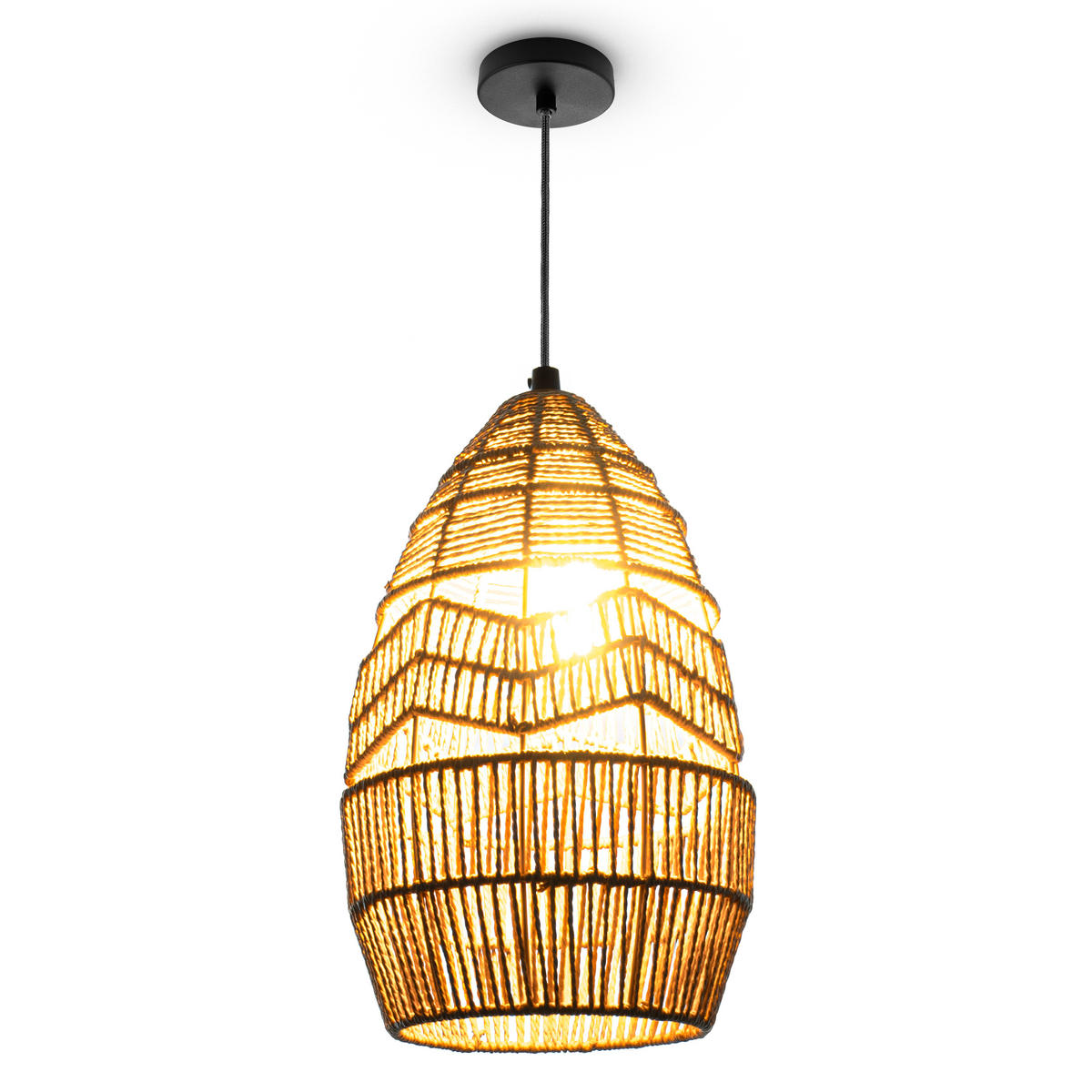 PENDELLEUCHTE Villa S - Beige/Schwarz, Metall (30/30/35cm) - Paco Home